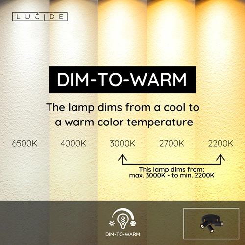 Lucide GRONY - Ceiling spotlight - LED Dim to warm - GU10 - 3x5W 2200K/3000K - Black - USP